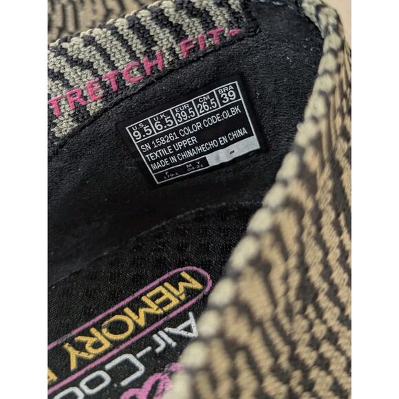 Skechers Cleo Ballet Flats Women’s 9.5 Gray Black Stretch Tiger Stripe Slip On - Picture 7 of 8